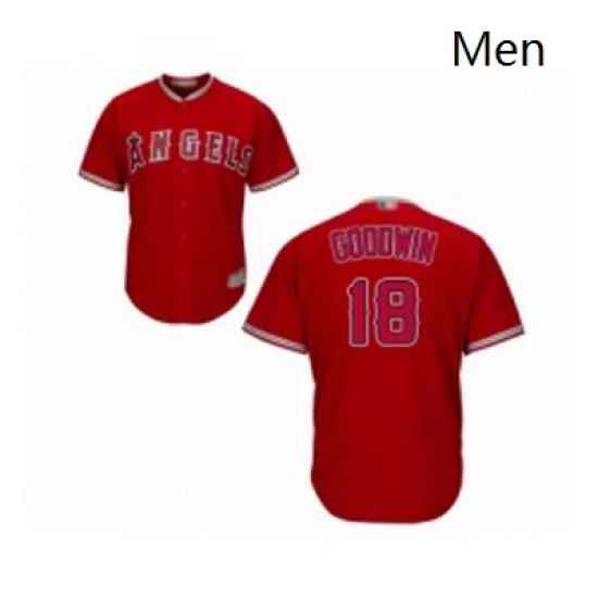 Mens Los Angeles Angels of Anaheim 18 Brian Goodwin Replica Red Alternate Cool Base Baseball Jersey